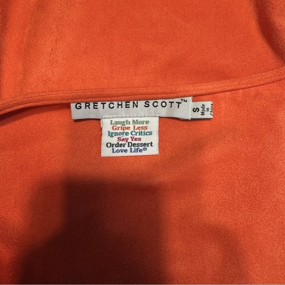 Gretchen Scott Faux Suede Waterfall Draped Open Cardigan-Orange- Sz S - Picture 5 of 9